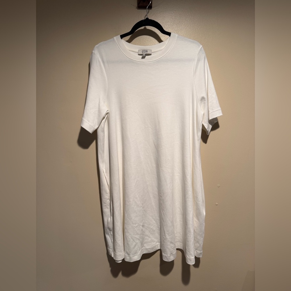 COS A-line mini shirt dress pockets bright white